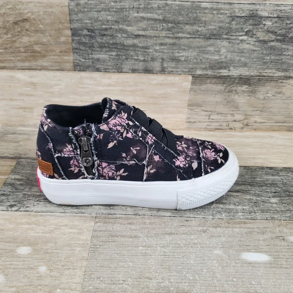 Blowfish Malibu Mamba-K Girls Shoes Sz 13 Black Retro Rose Platform Sneakers
